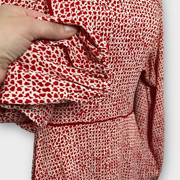 Sundays Child Vintage 70's Red & White Spotted Long Sleeve A-Line Mini Dress - Picture 9 of 16